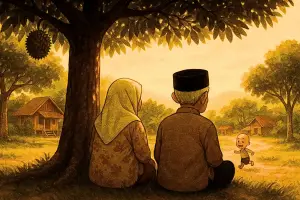 Fakta Resmi: Secara kanon dalam serial, Opah (Hajah Siti Fatimah) dan Tok Dalang (Haji Burhanuddin) adalah sahabat lama dan tetangga akrab sejak masa kecil, bukan pasangan romantis atau mantan kekasih. (Ilustrasi:Sora)