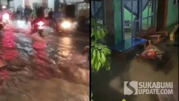 Hujan deras picu banjir di 4 titik Kecamatan Cisolok, Kabupaten Sukabumi pada pada Minggu (26/10/2025) sore. (Sumber Foto: Istimewa)