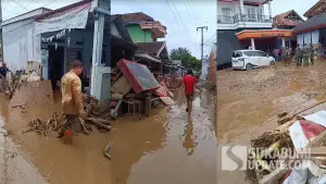 Lumpur penuhi pemukiman warga tugu desa Cikahuripan Cisolok Kabupaten Sukabumi pasca banjir bandang (Sumber Foto: sukabumiupdate)