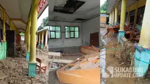SDN Cikahuripan rusak diterjang banjir bandang Cisolok Kabupaten Sukabumi (Sumber: sukabumiupdate)