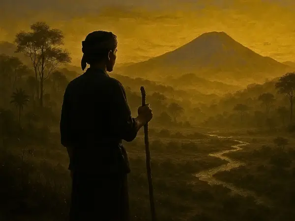 Di balik kabut Tatar Sunda, tersembunyi pesan Prabu Siliwangi. Saat Monyet (nafsu) berkuasa, carilah Budak Angon, simbol kesadaran murni, penunjuk jalan menuju Pajajaran Anyar. (Ilustrasi:Sora)