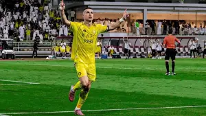 Selebrasi Cristiano Ronaldo setelah ke gawang Al Hazm (Sumber: Instagram/@alnassr)