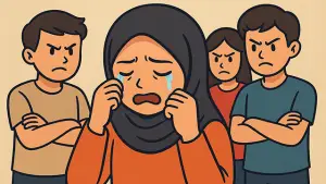 Ilustrasi - Siswi MTS di Sukabumi, didugan jadi korban perundungan (Bullying). (Sumber : AI/ChatGPT).