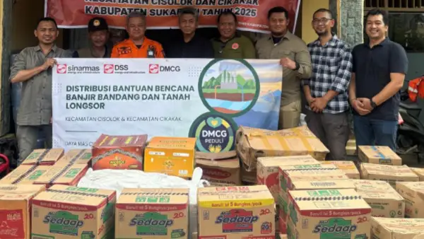 PT Daya Mas Cisolok Geothermal (DMCG) salurkan bantuan melalui melalui Badan Penanggulangan Bencana Daerah (BPBD) Kabupaten Sukabumi pada Kamis, 30 Oktober 2025 (Sumber: dok DMCG)