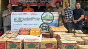 PT Daya Mas Cisolok Geothermal (DMCG) salurkan bantuan melalui melalui Badan Penanggulangan Bencana Daerah (BPBD) Kabupaten Sukabumi pada Kamis, 30 Oktober 2025 (Sumber: dok DMCG)
