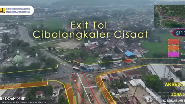 Lokasi exit tol Sukabumi Barat di Cibolangkaler, Cisaat, Kabupaten Sukabumi | Foto : @youtube PU PBJT