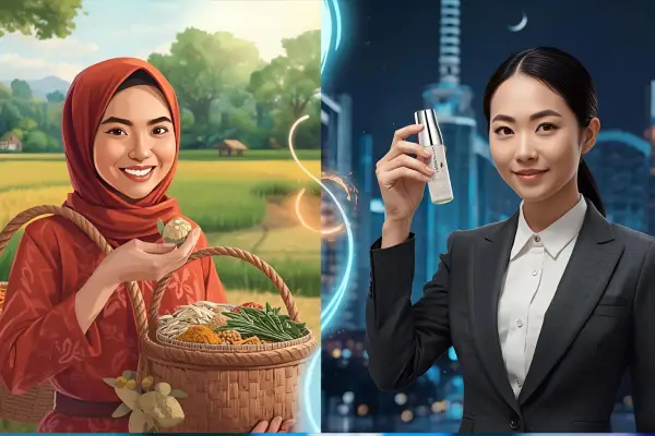 Jepang melawan dengan gen Kulit Porselen yang memiliki skin barrier superkuat (gen FLG membuat kulit mereka nyaris tidak kehilangan air, sekokoh kulit bayi!) (Ilustrasi:Canva)