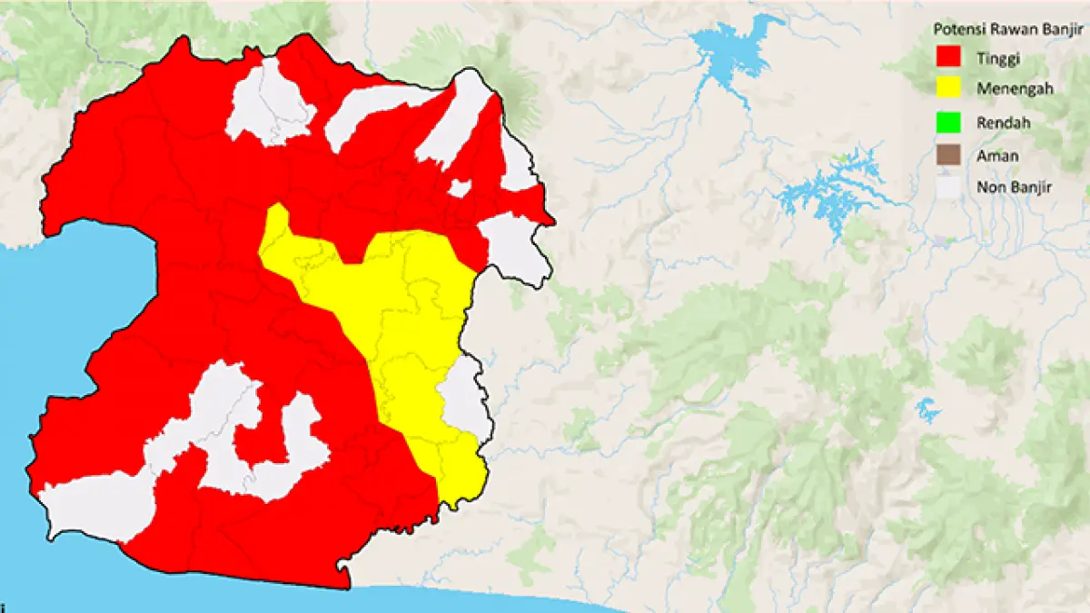 BMKG rilis wilayah sukabumi yang Potensi Banjir Dasarian I November 2025. | BMKG