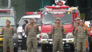 Satpol-PP Sukabumi saat ikuti Apel Kesiapan Tanggap Darurat bencana. Rabu (5/11/2025). (Sumber: Dok Satpol PP)