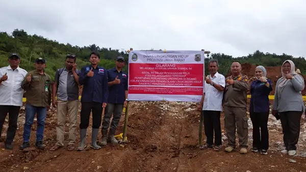 DLH Jabar dan ESDM Jawa Barat Hentikan Aktivitas Penggalian Tanah PT Tripatra Sukses untuk Tol Bocimi di Cibadak Sukabumi (Sumber : DLH Jabar).