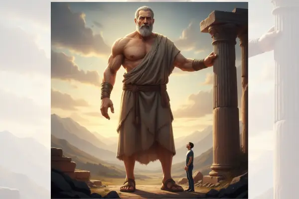 Tinggi Nabi Adam 60 hasta vs. sains. Mengapa manusia modern lebih pendek? Kupas tuntas hadis penyusutan postur, biomekanika, dan Kaum Ad sebagai bukti bangsa raksasa. (Ilustrasi gambar:gemini)