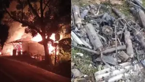 Kobaran api melumat bangunan warung dan bengkel di cisolok sukabumi (Sumber: dok warganet)