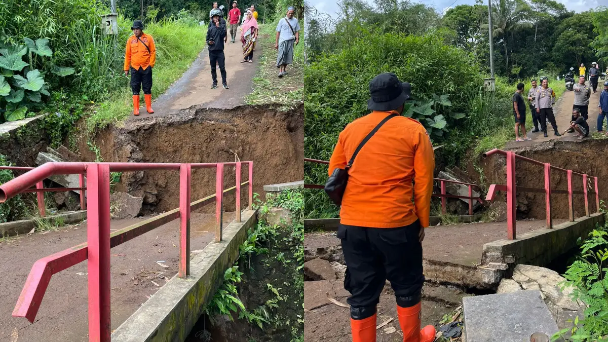 Akses Dua Kampung di Cisaat Sukabumi Putus, Jembatan Leles - Cijambe Wetan Ambruk
