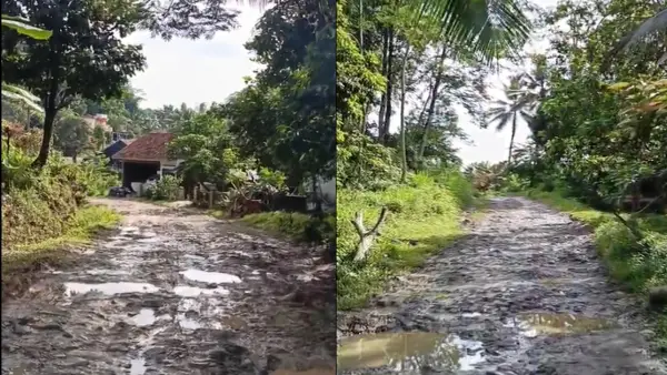 Kondisi jalan ruas Palayangan–Cibodas, Kecamatan Cibitung, Kabupaten Sukabumi | Foto : dok. warga