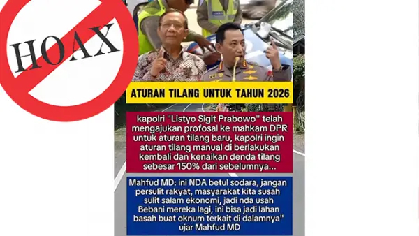 VIRAL aturan tilang 2026 denda naik 150%? Fakta atau hoaks? (Sumber : Facebook).