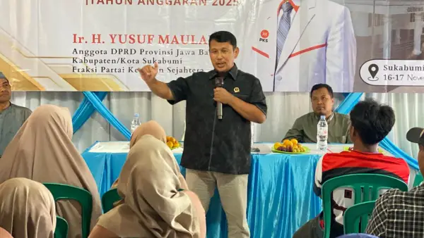 Anggota Komisi IV DPRD Provinsi Jawa Barat Yusuf Maulana melaksanakan Pengawasan Penyelenggaraan Pemerintahan Daerah di Kampung Pasir Dulang, Desa/Kecamatan Gegerbitung, Kabupaten Sukabumi, pada 16 November 2025. | Foto: Istimewa