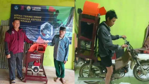 PKM tim dosen Nusa Putra University (NPU) melalui kegiatan bertajuk Implementasi Mesin Pakan Sapi sebagai Upaya Peningkatan Produktivitas dan Efisiensi Peternakan masyarakat Kadudampit. (Sumber Foto: Istimewa)