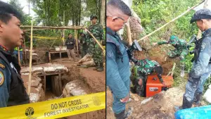 Foto dokumentasi operasi penertiban PETI di kawasan TNGHS, Cisolok Sukabumi oleh Tim gabungan dari Kemenhut hingga TNI-Polri. (Sumber Foto: Dok. Kemenhut)