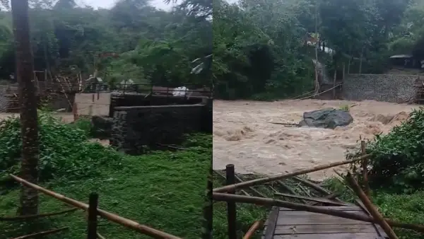 Jembatan Desa Tarisi  Kecamatan Warungkiara Kabupaten Sukabumi | Foto : Dok. warga