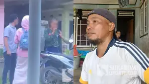 Video Viral (Kiri) dan (Kanan) Rusmadi atau yang akrab disapa Mang Jawa (50 tahun) Ayah Korban Siswa SMKN 1 Surade Korban Tamparan. (Sumber : SU/Ragil Gilang).
