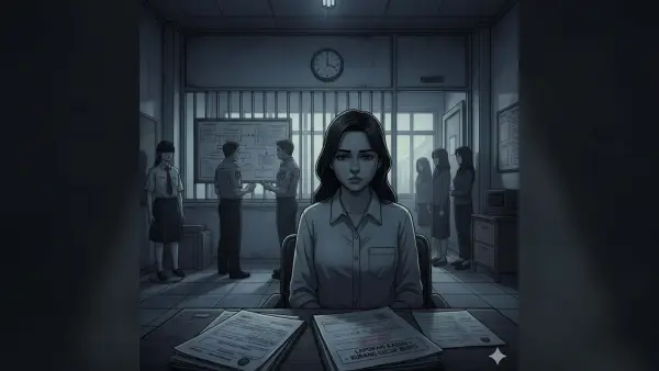 Ilustrasi untuk artikel opini berjudul Saat Keadilan Terhambat Prosedur. (Sumber Foto: Google Gemini/AI)