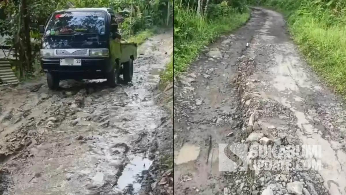 Jalan Penghubung Cidadap–Sagaranten Sukabumi Rusak Parah, Perbaikan Dinanti Warga