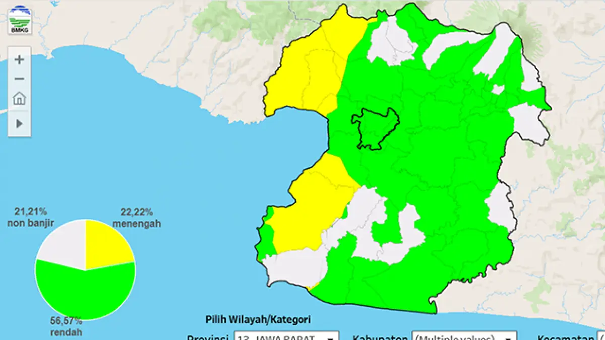Potensi Banjir Wilayah Kota dan Kabupaten Sukabumi. | BMKG