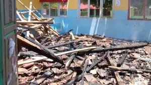 Kebakaran MTs Nurul Hasanah di Kampung Cicukang RT 01 RW 01, Desa Sindangraja, Kecamatan Curugkembar, Kabupaten Sukabumi, (Sumber: dok sekolah)