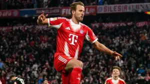Selebrasi Harry Kane setelah mencetak gol ke gawang Freiburg di ajang Bundesliga pekan lalu. (Sumber: Instagram/@fcbayern)