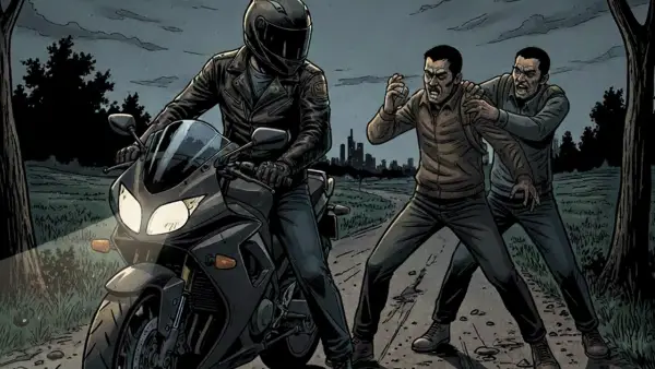 Ilustrasi pencegatan pengendara motor di Cikidang Sukabumi. (Sumber: AI)