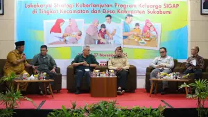 Acara Lokakarya Keberlanjutan Program Keluarga SIGAP yang dihadiri pejabat Dinkes dan DPMD Kabupaten Sukabumi. (Sumber : Diskominfosan Kab. Sukabumi)