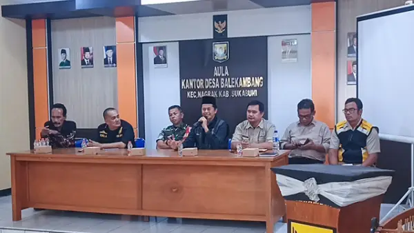 Rapat Sosialisasi Pembangunan Intake Bendungan Cikolawing II di Desa Balekambang, Kecamatan Nagrak, Selasa, 25 November 2025 (Sumber : Istimewa.).