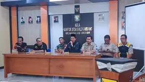 Rapat Sosialisasi Pembangunan Intake Bendungan Cikolawing II di Desa Balekambang, Kecamatan Nagrak, Selasa, 25 November 2025 (Sumber : Istimewa.).