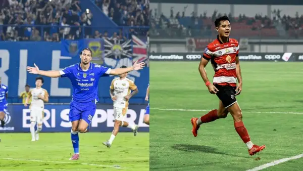 Andrew Jung (kiri) dan Aji Kusuma (kanan) akan beradu ketajaman di pekan ke-14 mempertemukan Persib vs Madura United (Sumber: Instagram/@andrewcadabra & @maduraunited.fc)