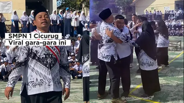 Video Prank Penangkapan Siswa di SMPN 1 Cicurug Sukabumi untuk Kejutan Hari Guru Viral. (Sumber : Instagram/@asrikhoerunisa).