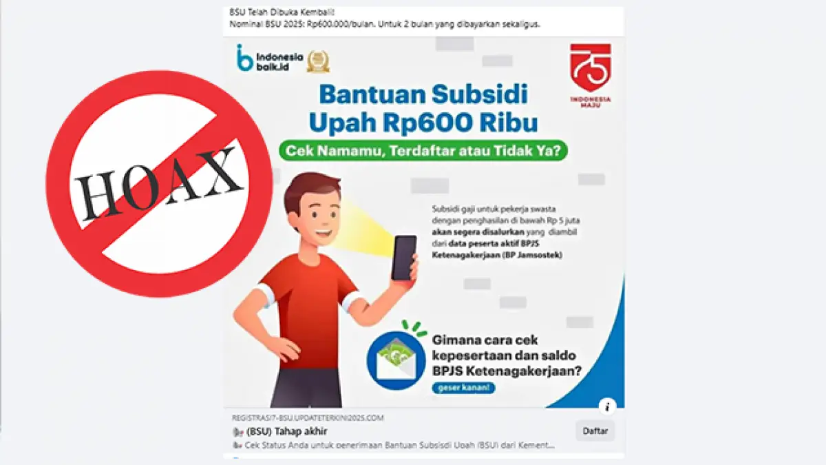 Cek Fakta: Link BSU Rp600 Ribu dari Kemnaker November 2025 adalah Hoaks