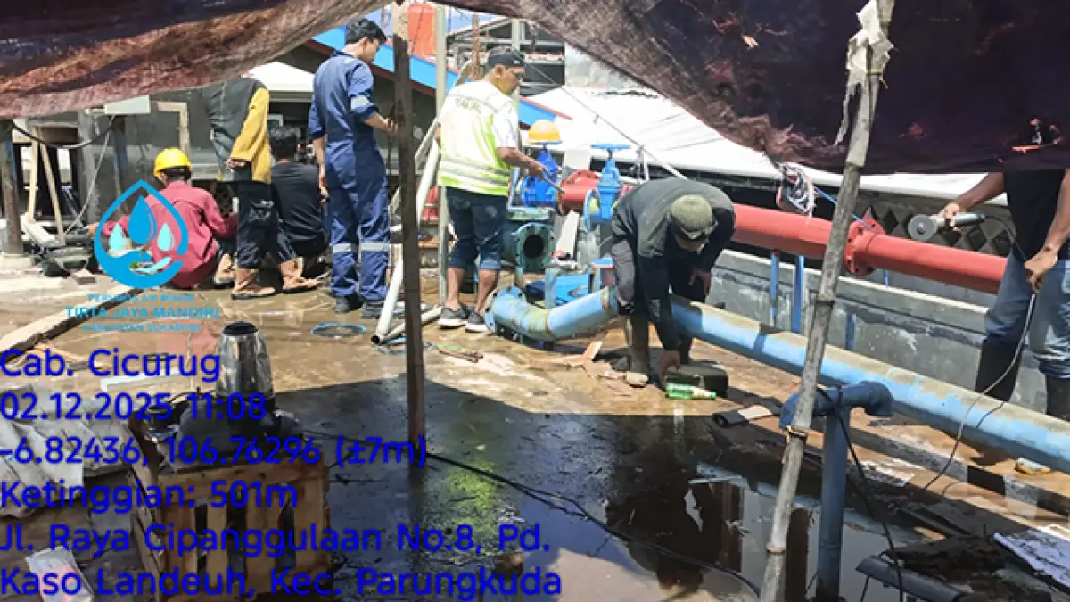 Perumdam TJM Cicurug Sukabumi Lakukan Perawatan Pompa di Bojonglarang