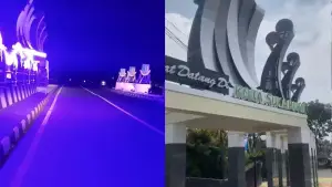 Tugu viral batas Kota Sukabumi di Jalur Lingsel. (Sumber: Dok : Warga)