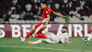 Aksi Marselino Ferdinan saat menghadapi Bahrain di babak Kualifikasi Piala Dunia 2026 di Stadion GBK. (Sumber: Instagram/@marselinoferdinan10)