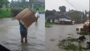 Banjir yang terjadi di kawasan Lio Santa, Citamiang, Kota Sukabumi, Rabu (3/12/2025). (Sumber Foto: Istimewa)