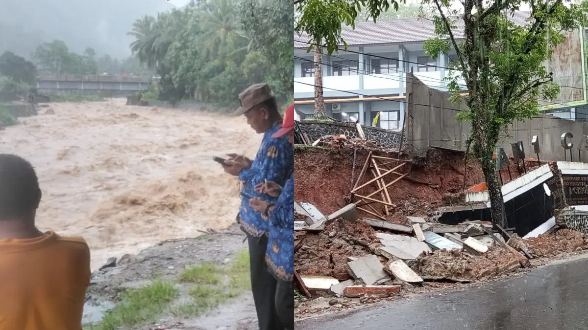 Dampak Hujan Deras di Cisolok Sukabumi: Sungai Meluap Hingga Pagar Sekolah Ambruk