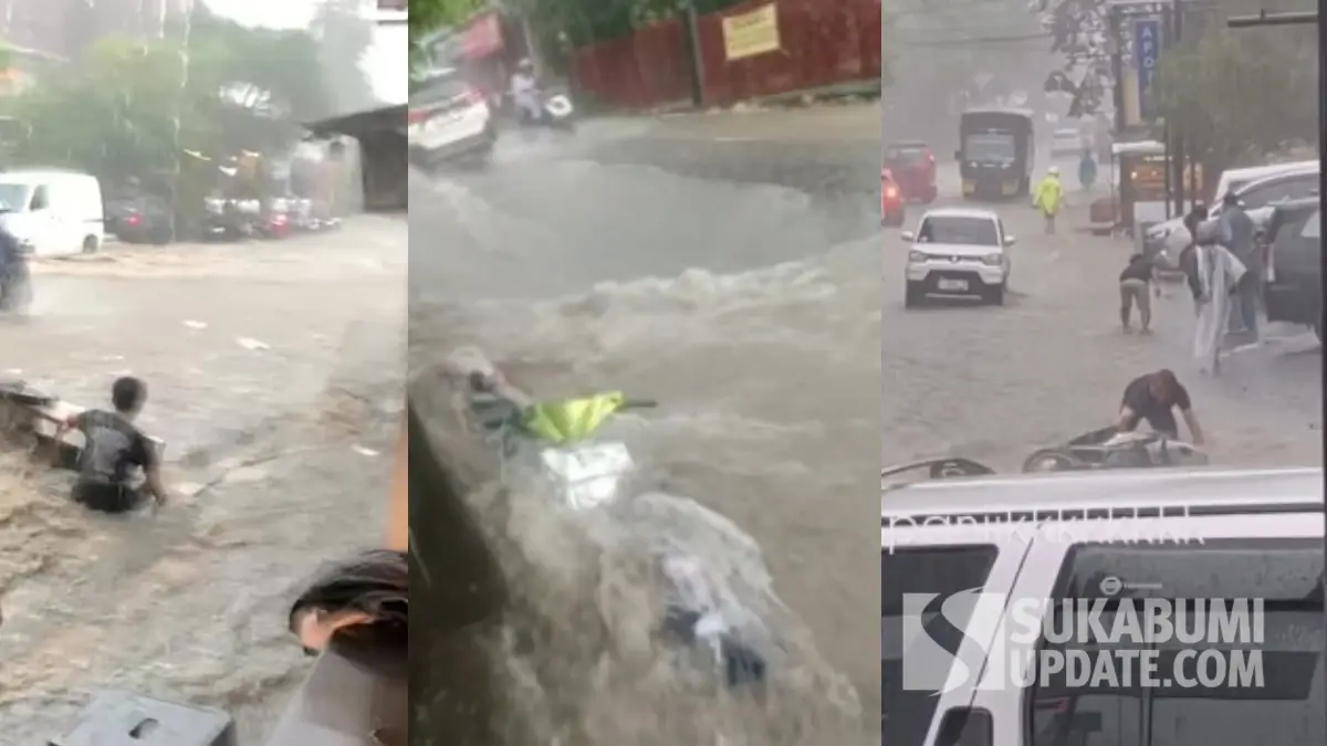 Ngerinya Banjir Limpasan di Sukabumi: Jalan Salabintana Cimanggah Hingga Siliwangi Jadi Sungai
