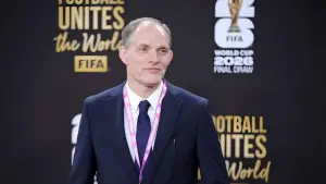 Thomas Tuchel saat menghadiri undian Piala Dunia 2026 di Amerika Serikat, Sabtu dini hari tadi. (Sumber: web/espn.com)