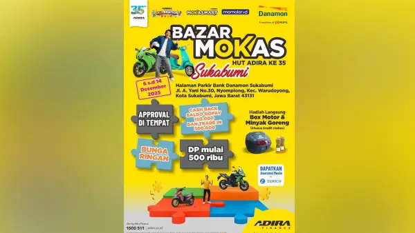 Informasi digital program Bazar Motor Bekas (Mokas) Adira Finance Sukabumi. | Foto: Istimewa