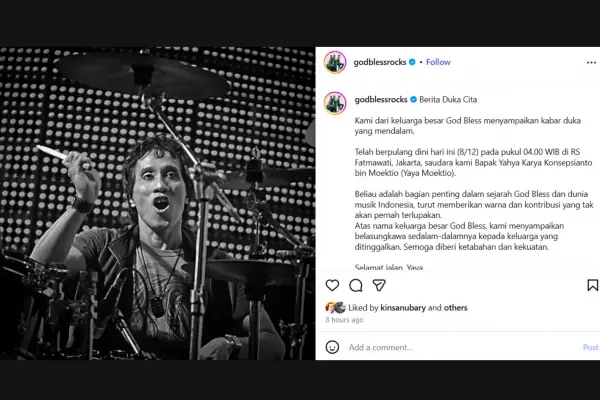 Yaya Moektio, Drummer Penting God Bless & Gong 2000, Meniggal Dunia (Sumber: Instagram)