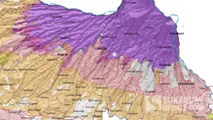 Peta lahan kritis buffer zone Gunung Gede Pangrango di wilayah Kabupaten Sukabumi tahun 2023. | Foto: Dokumen Dinas Kehutanan Provinsi Jawa Barat
