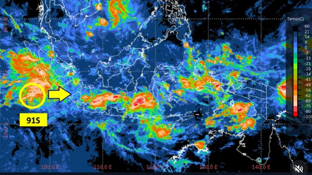 Siklon Tropis 91S di Samudera Hindia. | BMKG