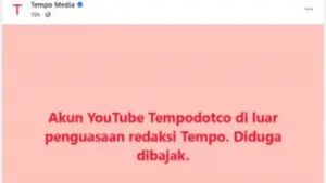 Tempo umumkan akun youtubenya dibajak (Sumber: tempo)