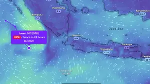 Siklon Tropis 91S di Samudera Hindia. (Sumber : zoom.earth).