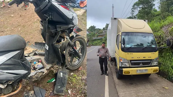 Kondisi kendaraan motor vs mobil yang terlibat kecelakaan di Jalan Raya Simpenan. (Sumber : dok polsek).